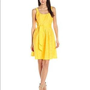 Nine West Fit & Flare Yellow Tank Belted Dress Size 12